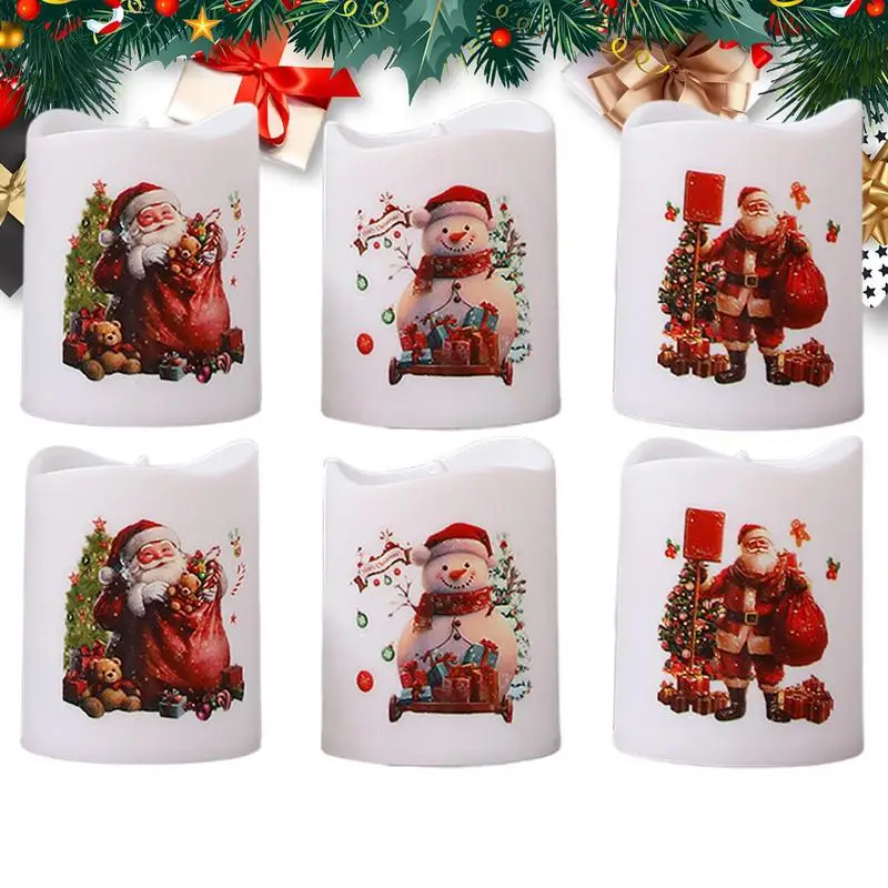 

Christmas LED Candle Sets Christmas Decor Candle Light Creative wishing Led Tea Light Battery Powered Christmas Snowman Candles