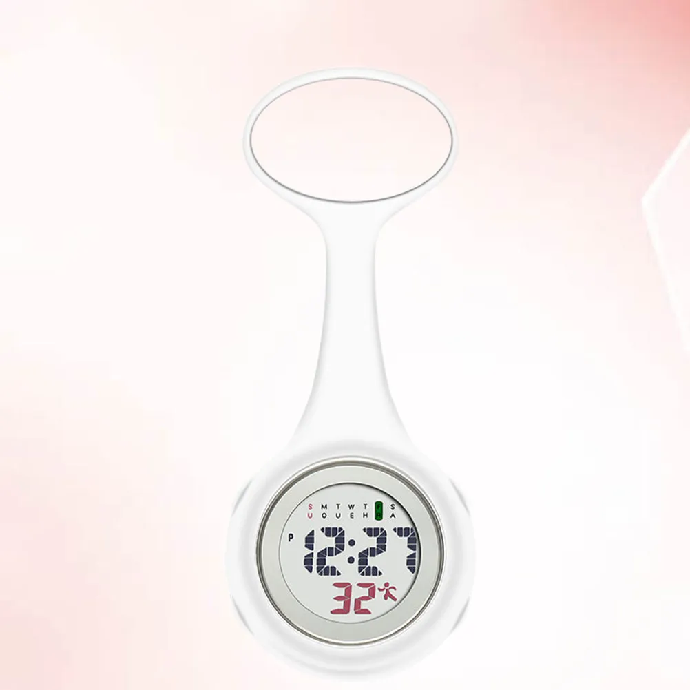 

Digital Nurse Watch White LCD Display Electric Pocket Watch for Doctors Nurses Hospital Use Fashionable Hanging Timepiece