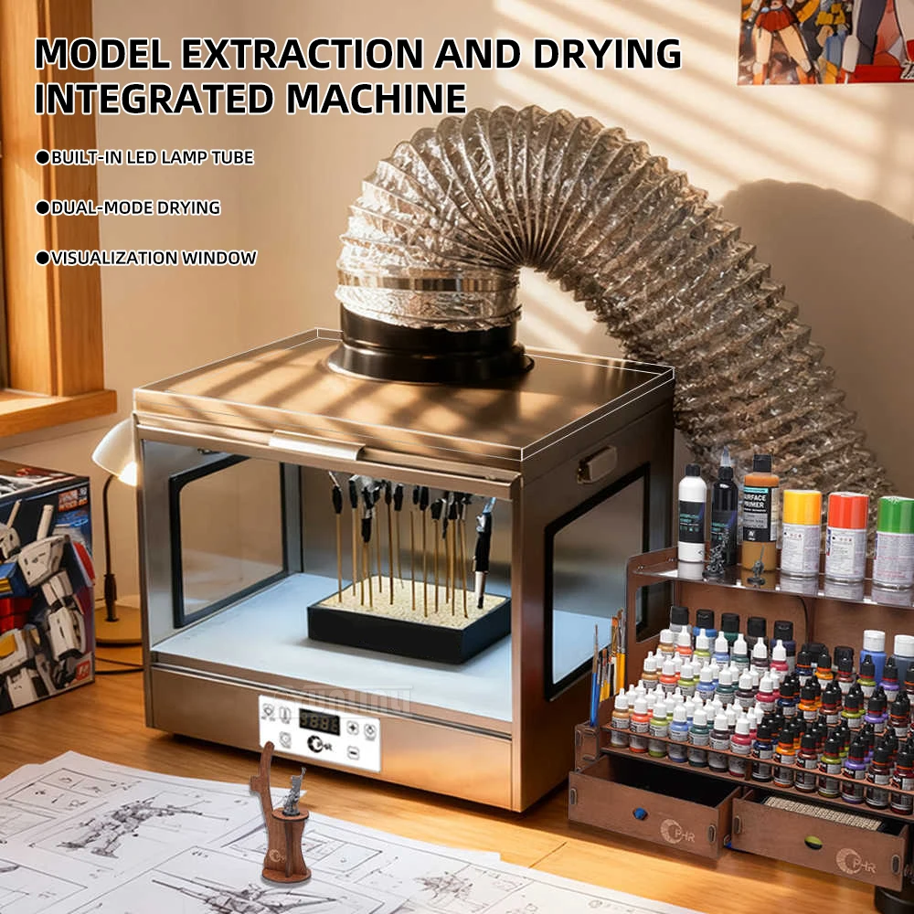 All-in-One Spray Booth and Dryer – Airbrush Exhaust Box, Dustproof Paint Baking/Drying Oven for Model Painting & Coloring