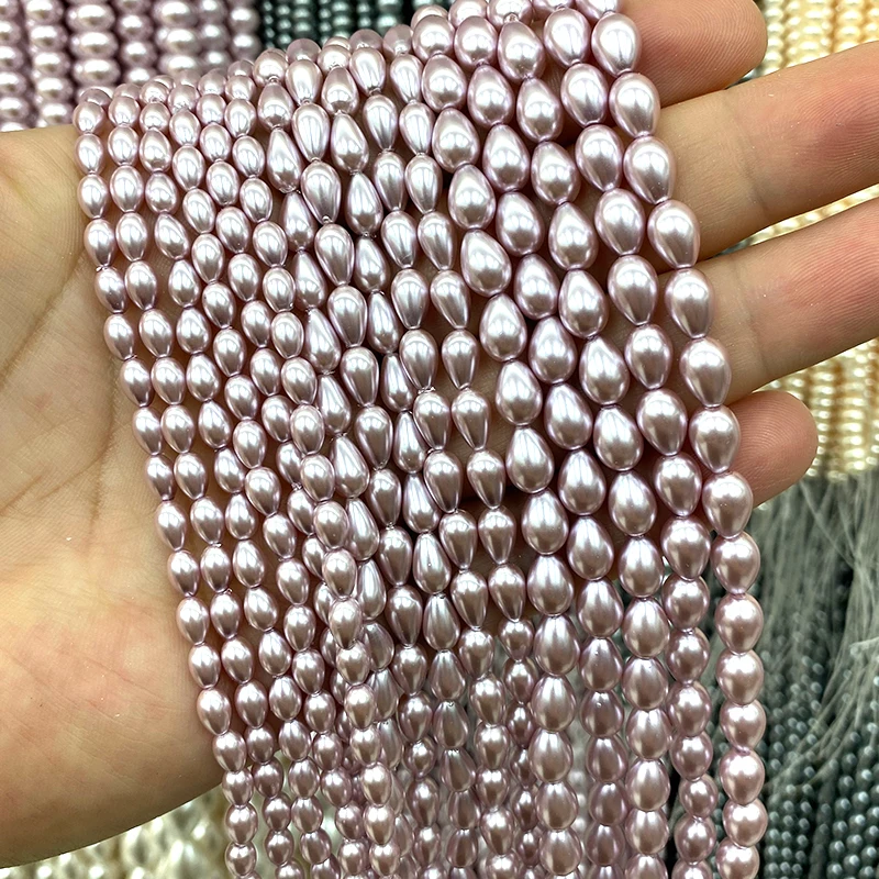 4 6 8 10mm Water Drop White Shell Mother Pearl Natural Loose Spacer Beads for Jewelry Making Diy Bracelet Charms Accessories