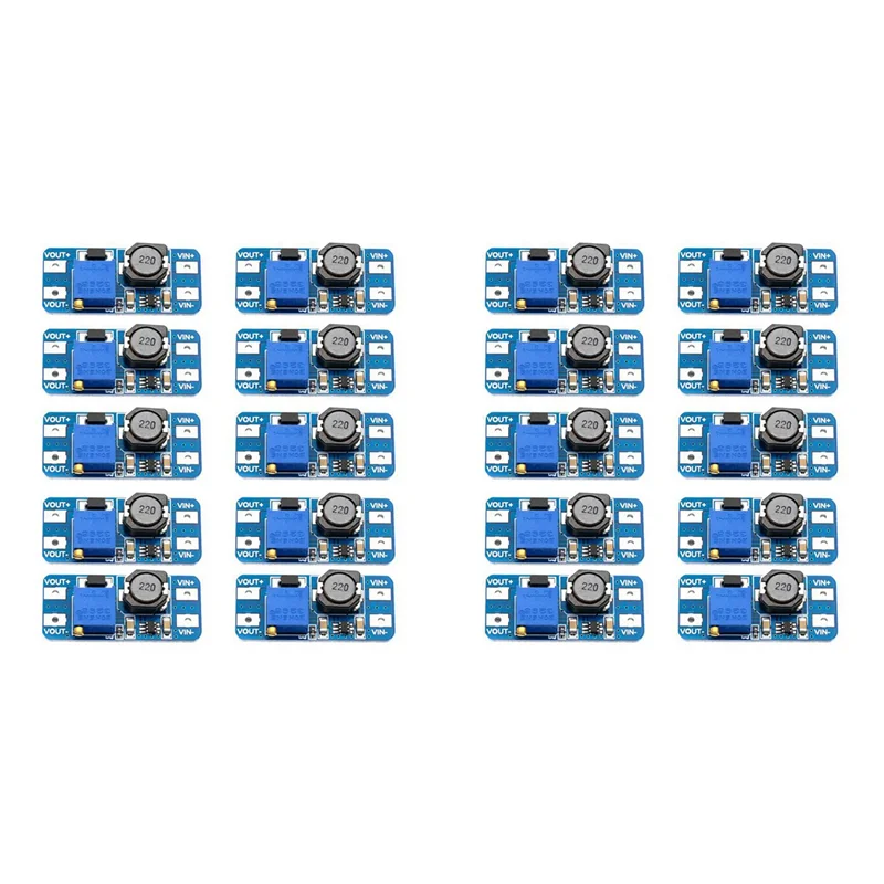 20 peças, mt3608, conversor DC-DC, regulador de impulso, módulo de alimentação usb, 2v-24v para 5v-28v, saída 2a, micro-USB-ABQU
