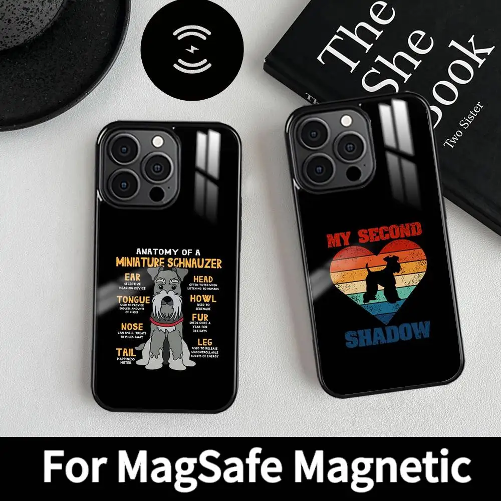 حافظة هاتف مصغرة للكلاب من Schnauzer MagSafe مغناطيسية لهاتف iPhone 16 15 14 13 12 11 Pro Plus Max شاحن لاسلكي صغير Funda #3