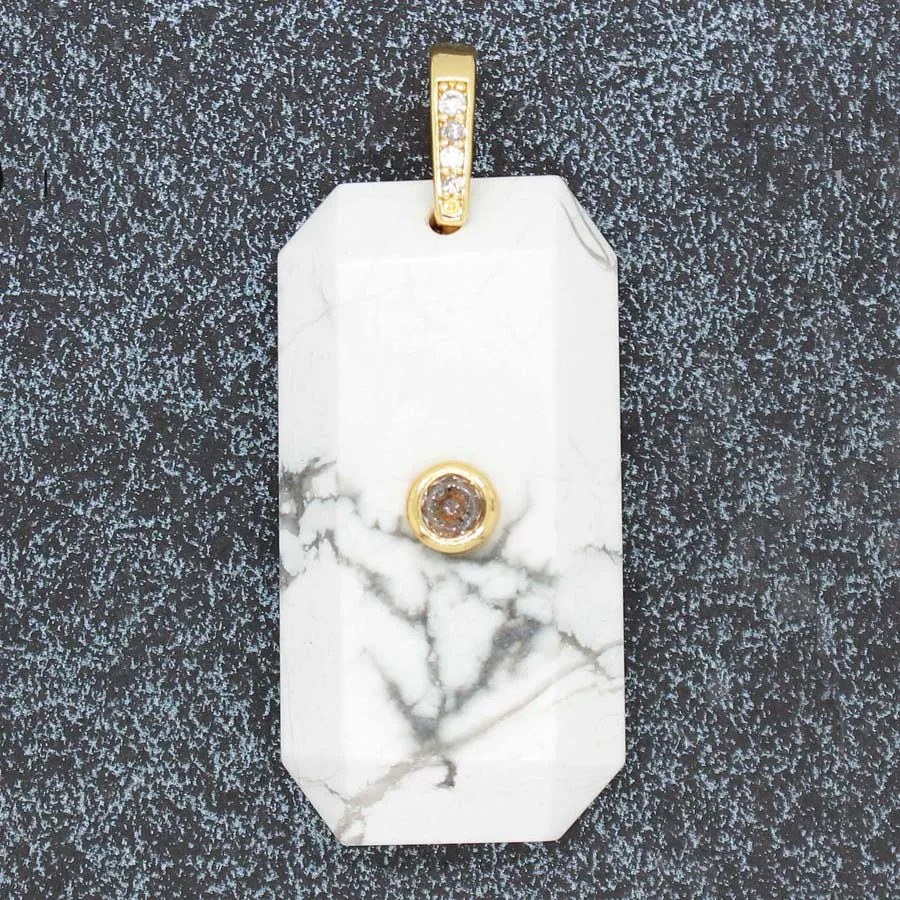 Charms Natural Healing Crystal Rectangle Stone Pendants For Women Amethyst Rose Quartz Inlay Zircon Choice Men Pendant Jewelry