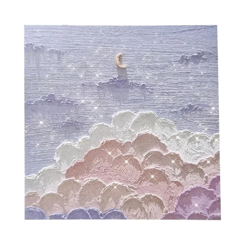 G88D Self-Adhesive Stickier Note Oil Painting Landscape Stickier Notes Lovely Memos Pad Simple Note Pad Office Supplies
