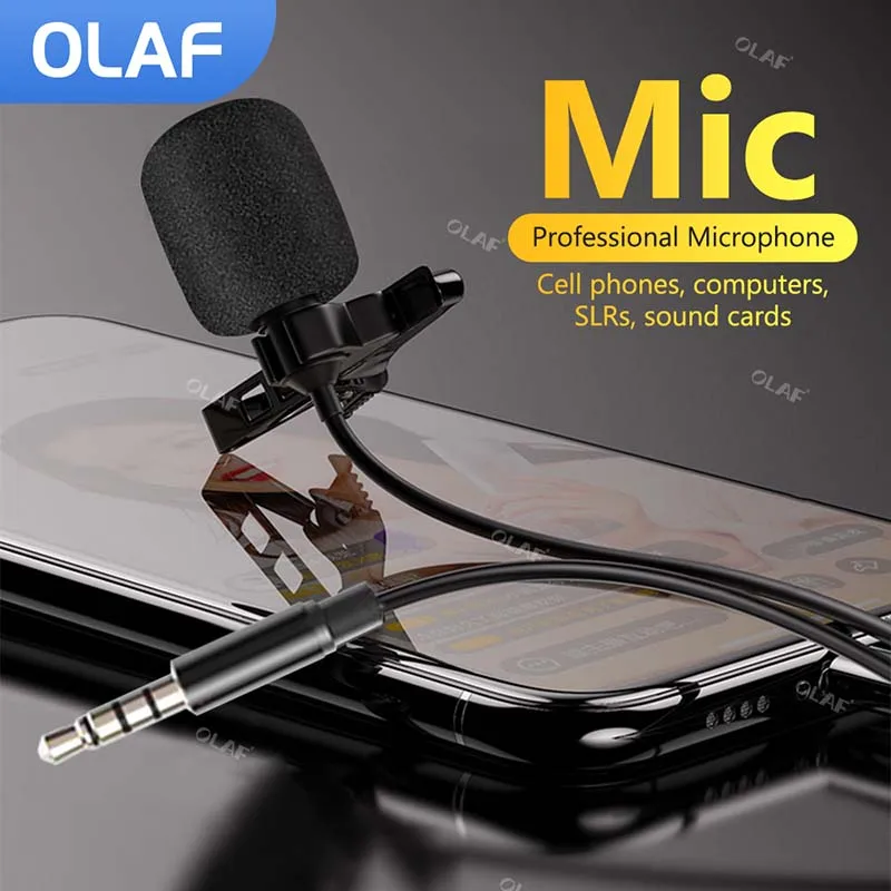 3.5mm Mini Lavalier Microphone Metal Clip Lapel Mic for Mobile Phone PC Laptop Wired Mikrofo/Microfon for Speaking Vocal Audio