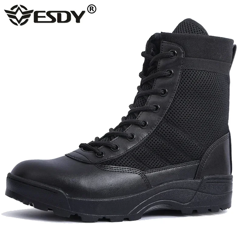 Men\'s Boots Combat Mens Ankle Boot Tactical Big Size 36-46 Boot Male Shoes Work Safety Shoes Men Motocycle Boots