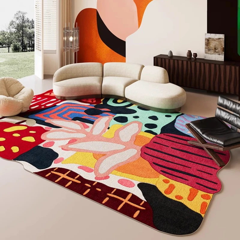 

Dopamine Color Carpets for Living Room Irregular Shapes Bedroom Decor Large Carpet Thick Plush Lounge Floor Mat Fluffy Soft Rug