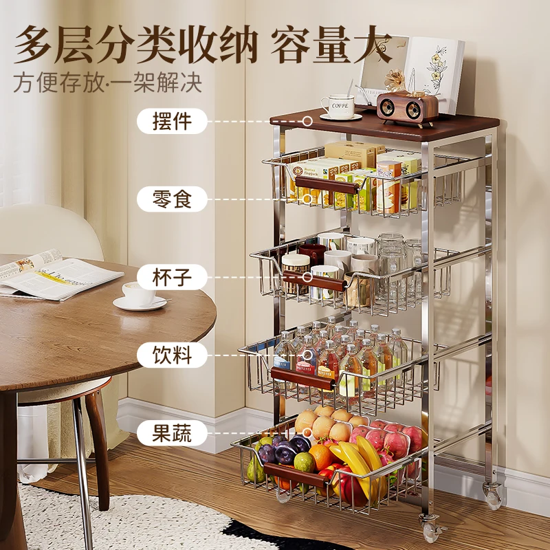 trolley carbon steel rack multi-layer dormitory home balcony mobile drawer storage rack