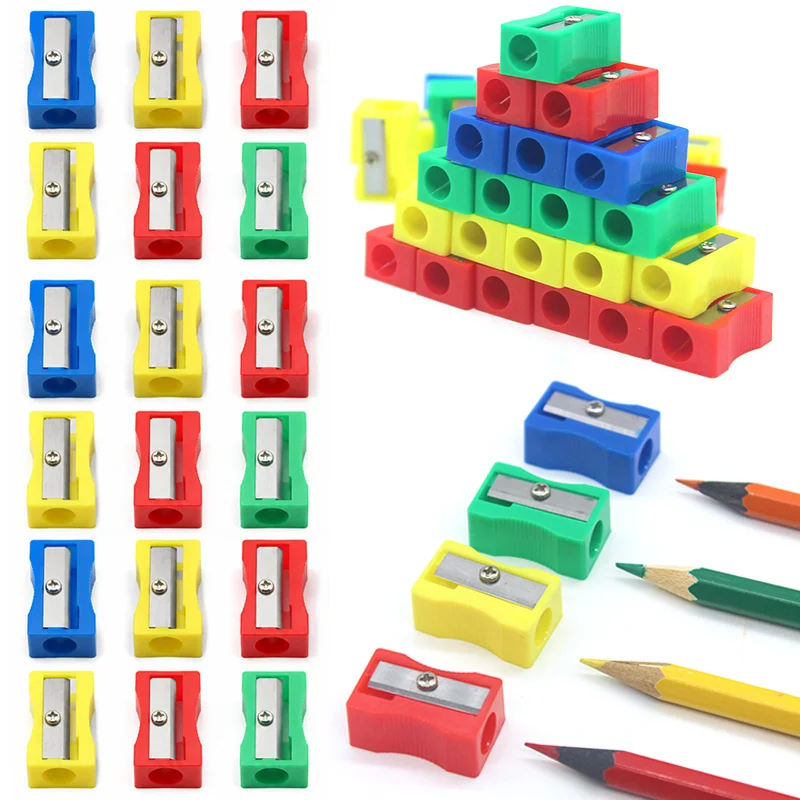 24PCS Random Color Manual Plastic Pencil Sharpener Compact Portable Shaving Tool Office Desk Stationery Supplies Reward Gift ZYF