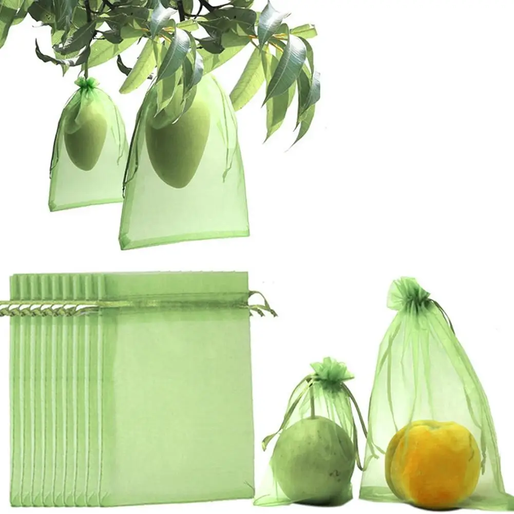 

100pcs Strawberry Grapes Fruit Grow Bags Netting Mesh Vegetable Plant Bags For Pest Control Anti-bird Garden Too R5w9