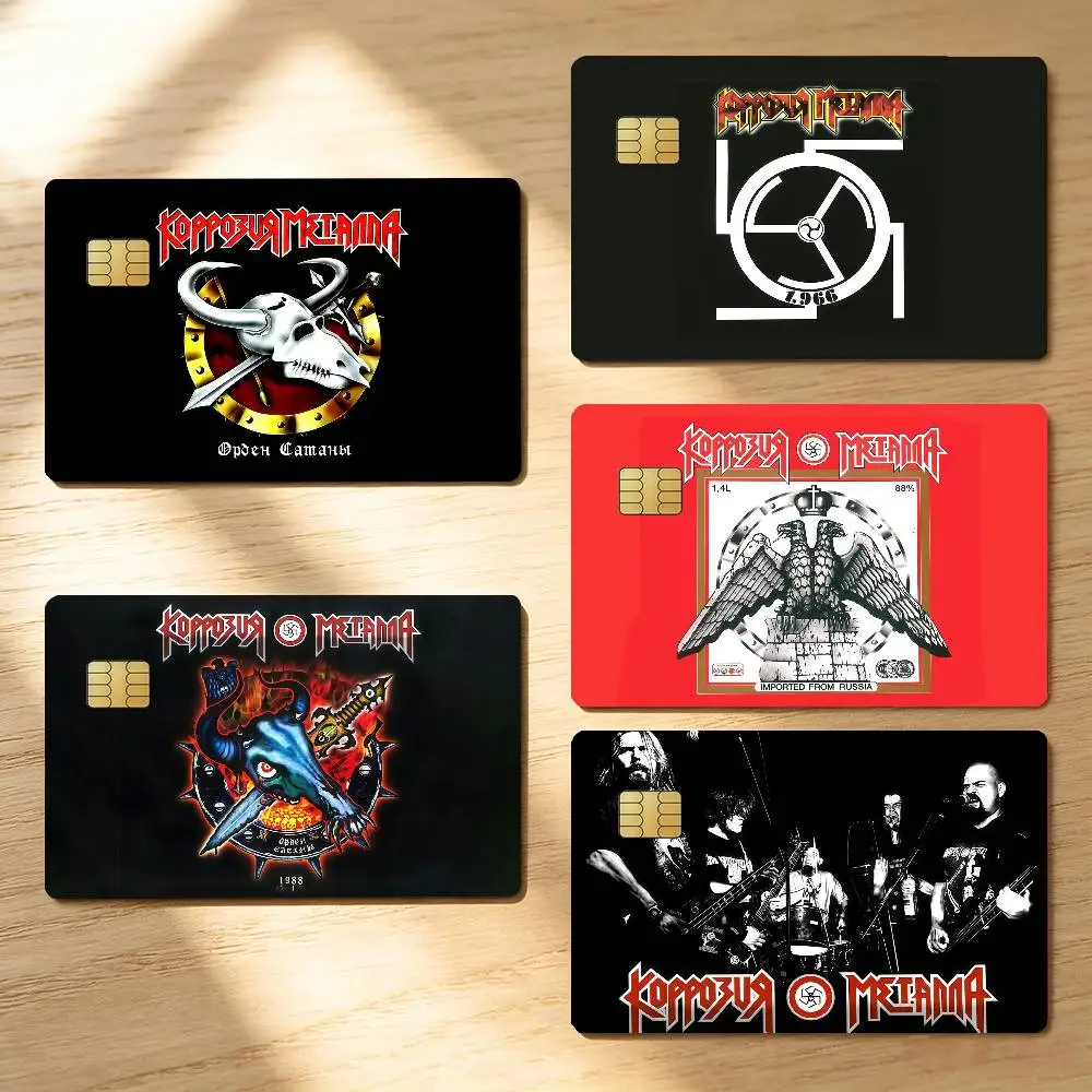 K-Korrozia M-Metalla Band Credit Skin Cover Card Stickers 4PCS Film Bus Pass Front Decoration Bank Debit Waterproof