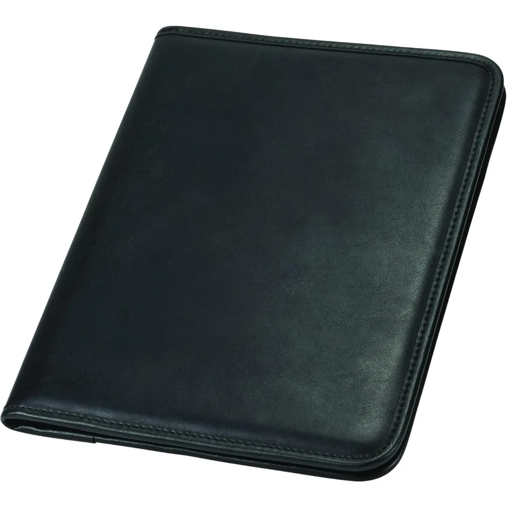 Professional Padfolio, Faux-Leather Mini Portfolio, with 5 x 8 Writing Pad, Black