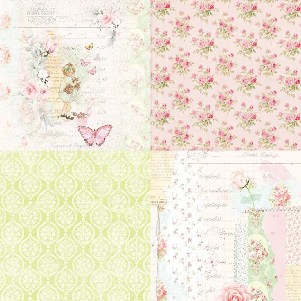 12-częściowy papier rzemieślniczy Vintage Garden Style Scrapbooking Journal Diary Album Gift Card Wrap Material Letter Pads DIY Decor