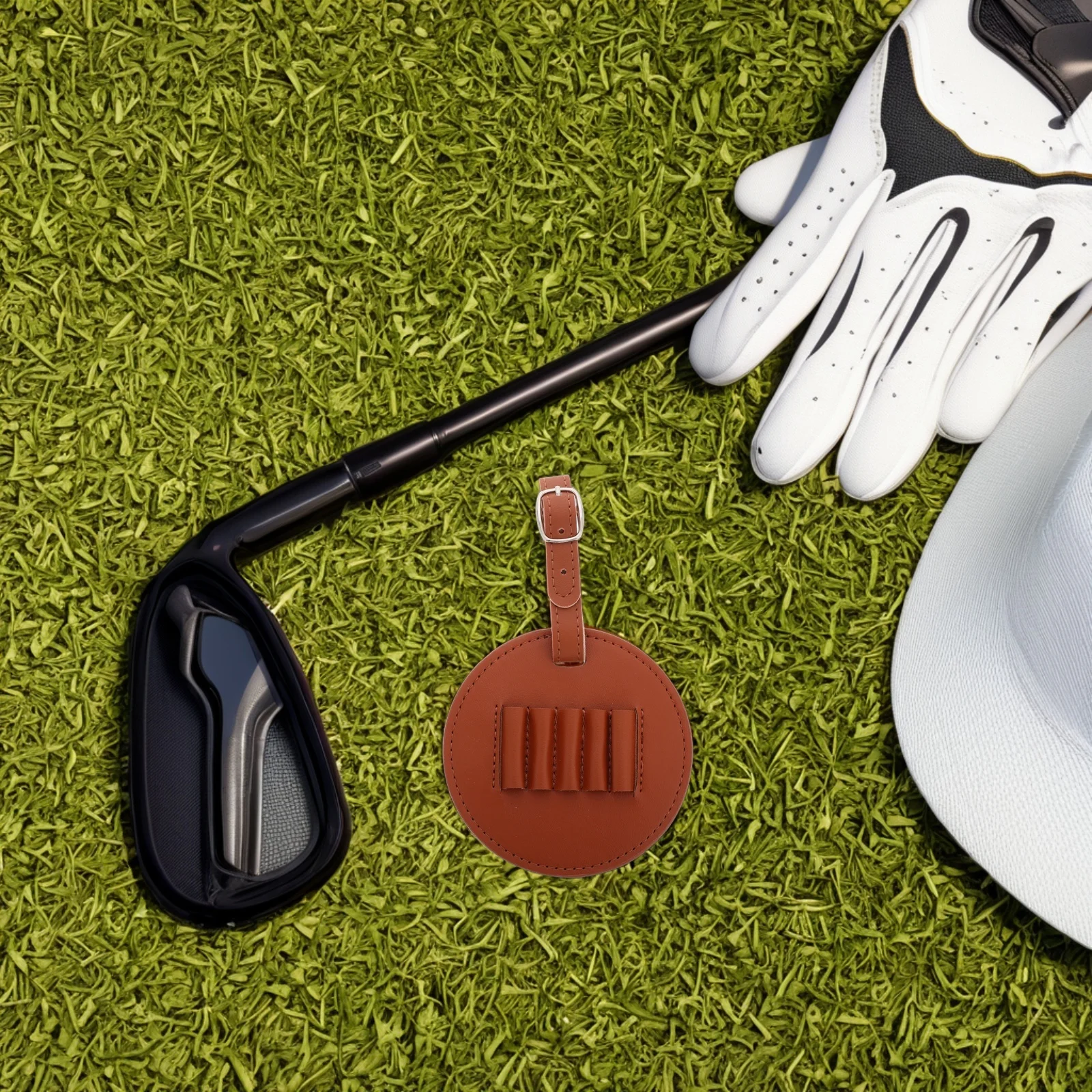 

2 Pcs Football Spike Storage Bag Golf Tee Container Caddy Stud Pouch Holder for Men Light Brown Case