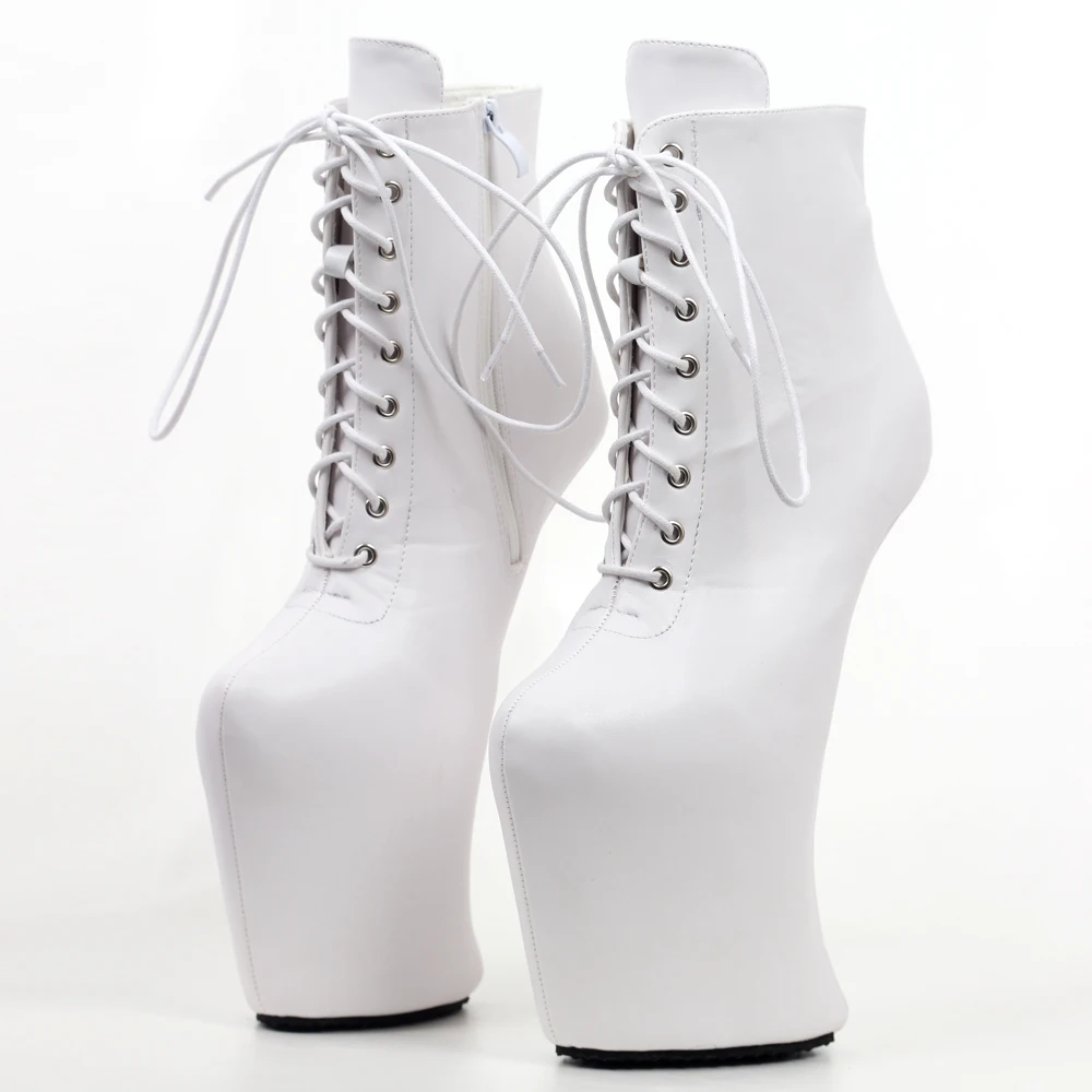 

Heelless Platform Boots Sexy Super High Heels Ankle Boots Women Shoes Cross-Tied Punk Rock Gothic Biker Boots