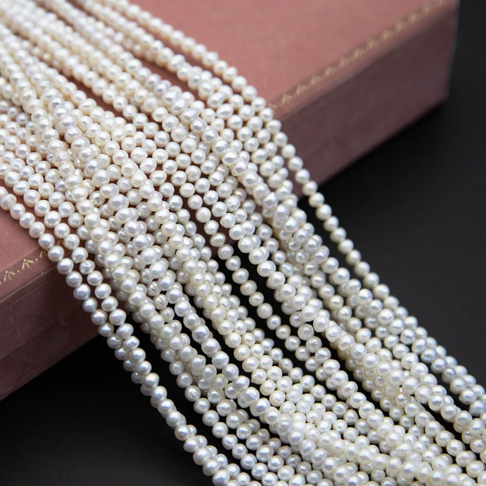 

4-5mm Natural Freshwater Pearl Round Beads Strand White Pearl Factory Wholesales Large Quantities of Semi-finished Bead Jewelry