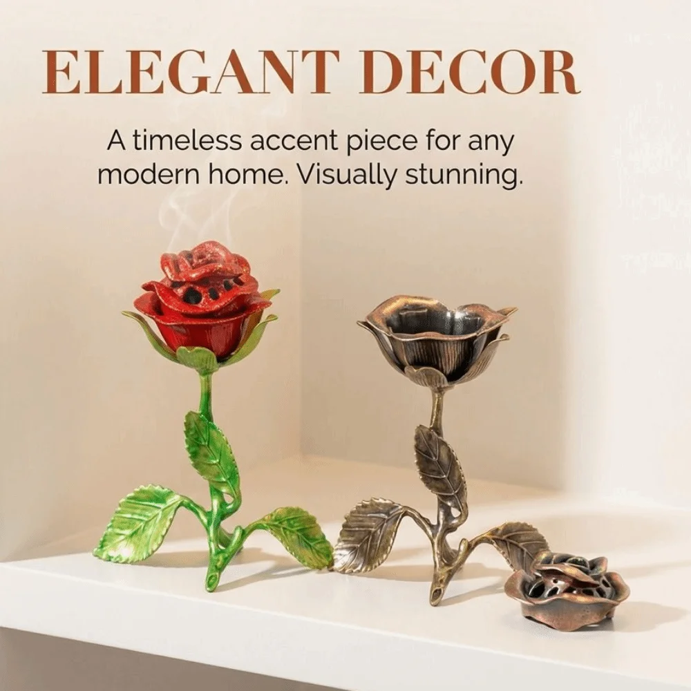 Handcrafted Metal Rose Burner Sturdy Alloy Crafts Incense Holder Heat-resistant Traditional Aromatherapy Burner Home Decor