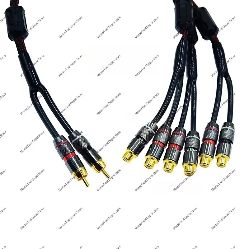 2 RCA Male To Six 6 RCA Female Amplifier Speaker Cable With 5.1 Sound Of Audio Cord Lotus