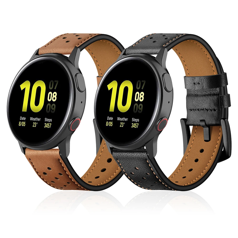 

Leather Watchband for Samsung Active 2 Strap Band for Galaxy Watch 46mm 42mm / Gear Sport / S3 Replaceable Accessories Correa