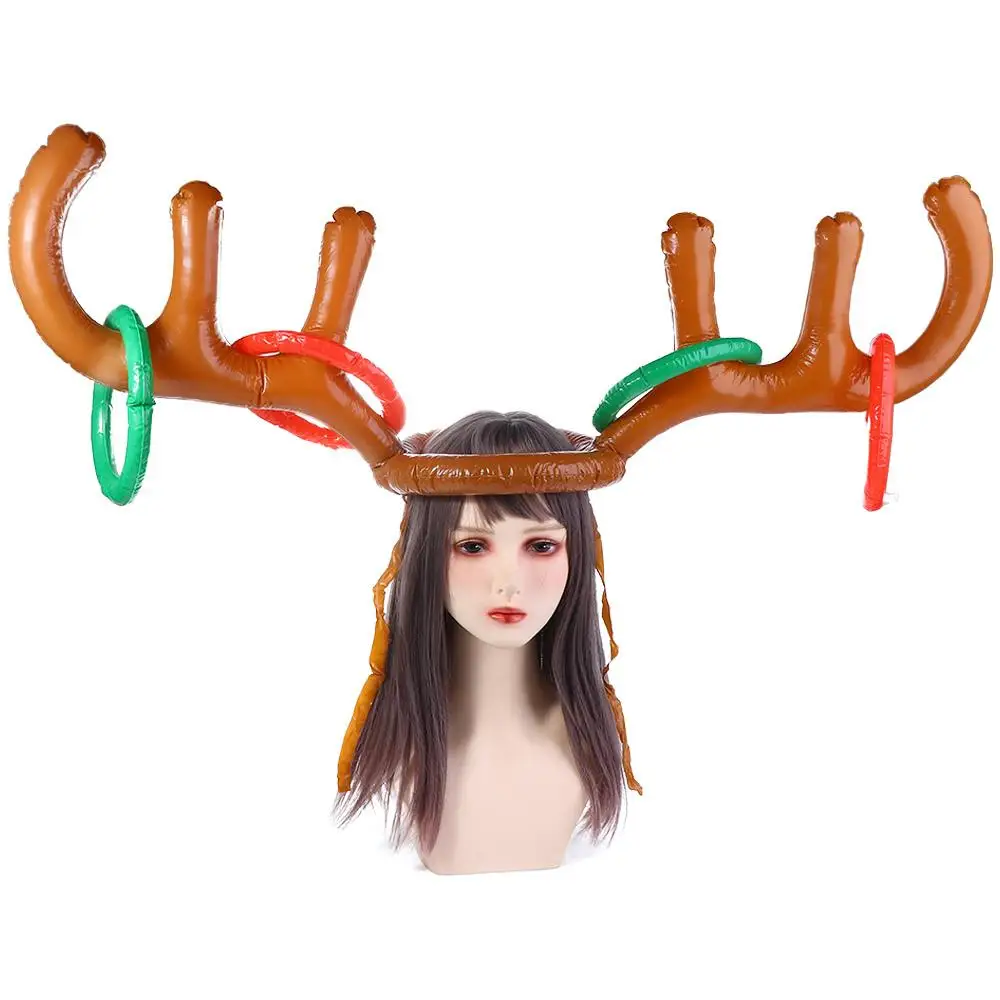 Chapeau de bois de renne gonflable, jouets gonflés, bande de sauna, jeu de virole, cadeau de nouvel an, fête de Noël en plein air, nouveau