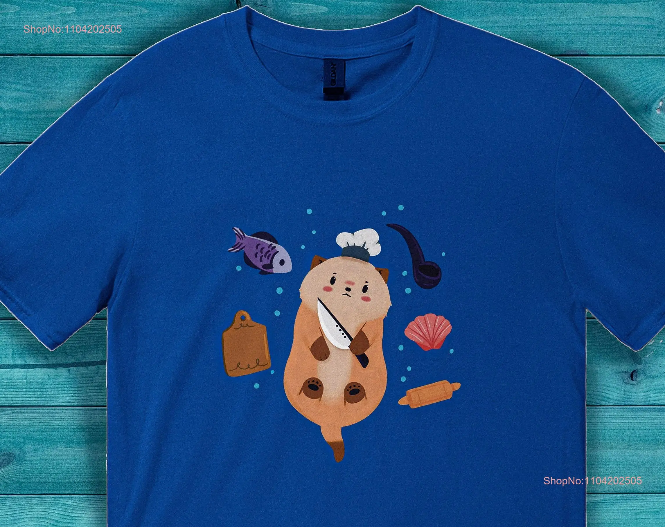 Otter Chef T shirt Cute art for nerd Hand drawn illustration long or short sleeves