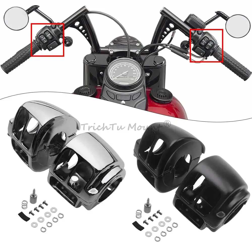 

For Harley Sportster XL883 1200 Dyna Softail Road King FXST FLHR Motorcycle Handlebar Control Switch Housing Cover Kits