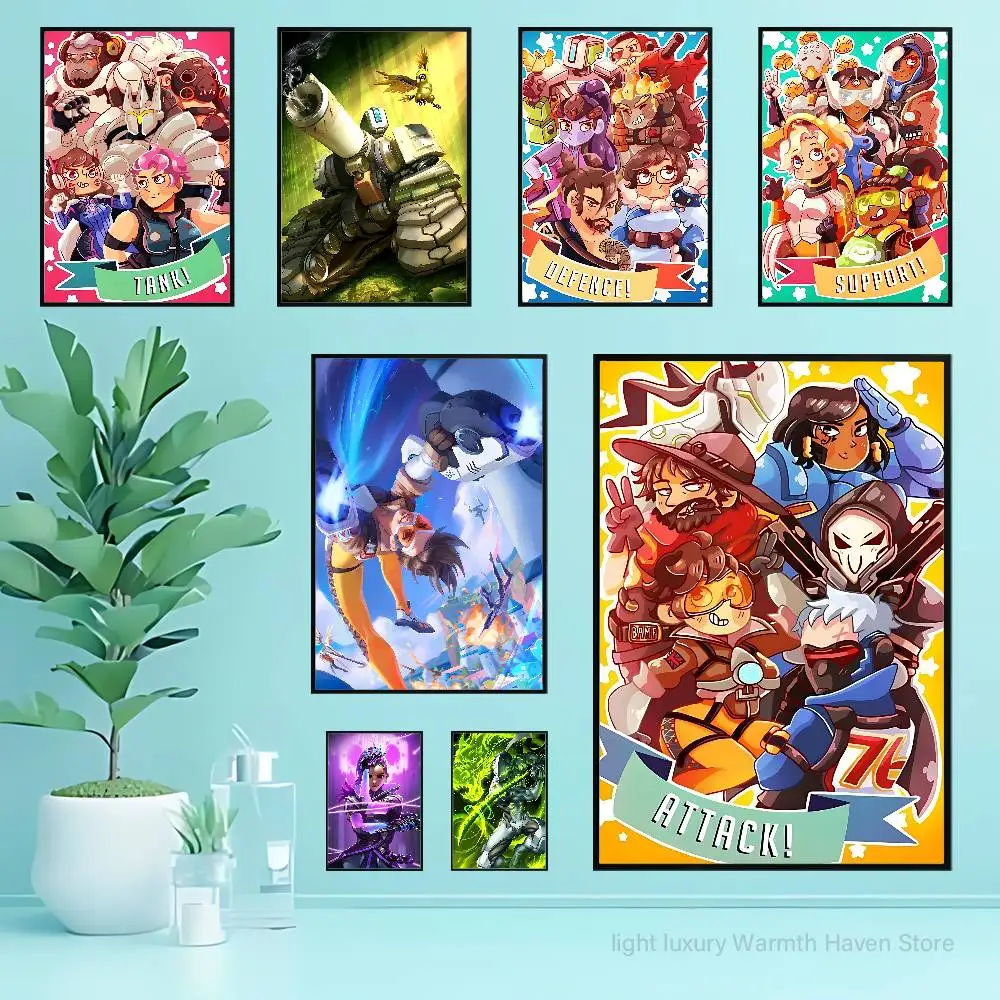 Pop Game O-Overwatch-S Club Bar Paper Vintage Poster Wall Art Painting Bedroom Study Stickers