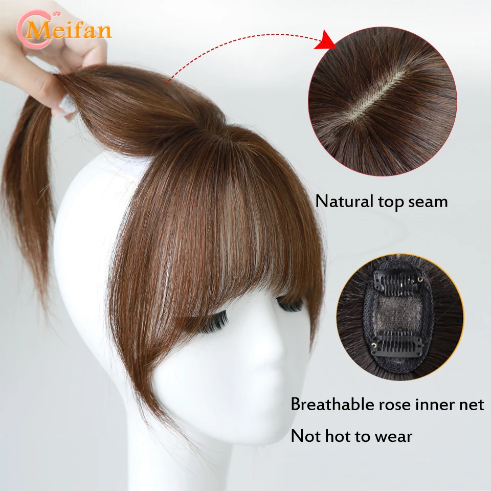 MEIFAN Synthetic 3DAir Bangs Hair Clip-In Bangs Extension Fake Fringe Natural False Bang Topper Hairpiece Invisible Clourse Bang