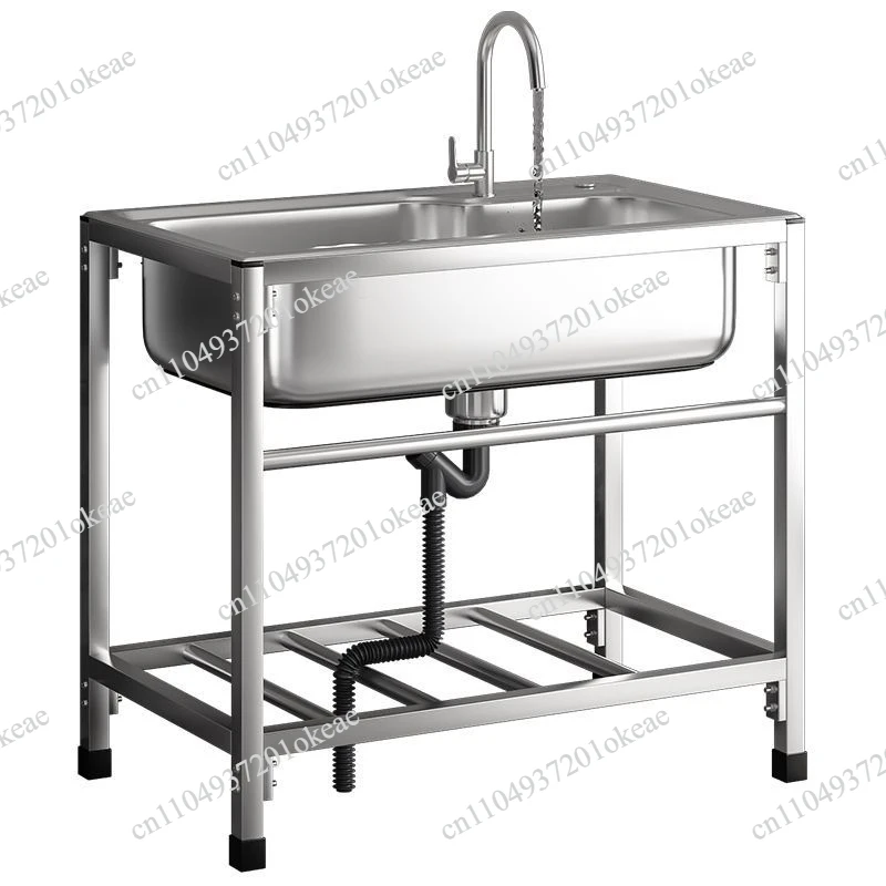 Kitchen Thickened 304 Stainless Steel Sink Large Single Slot Double Slot with Bracket