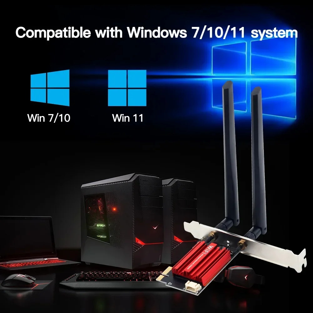 AC1200 WiFi 5 PCIE WiFi アダプタワイヤレスネットワークカード Bluetooth 4.0 デュアルバンド 2.4 グラム/5GHz 802.11AC デスクトップ Windows 7/8/10/11
