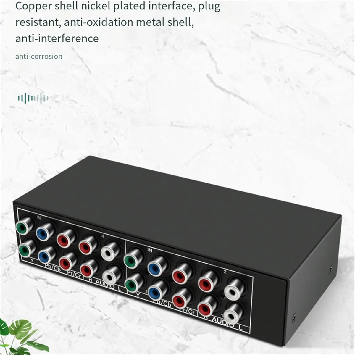 4x1 Component Video Signal Switcher YPbPr YCbCr Audio DSW41 Divider Panel Button Manual Switch CVBS 720P Metal Shell-DT30