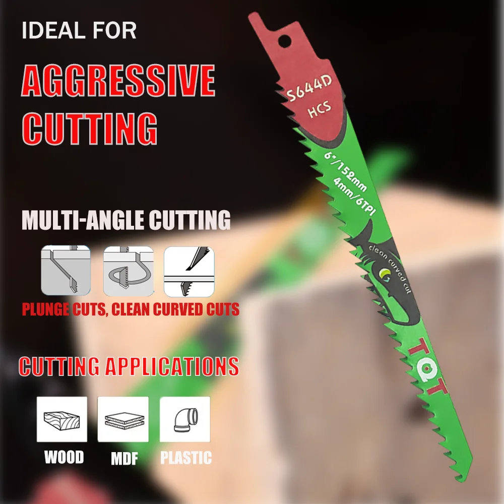 10 Stück 6-9,5-12 Zoll Lange Säbelsägeblätter 5-6Tpi HCS 150mm für Holz und PVC, Kompatibel mit Bosch, Makita, Dewalt DIY-Werkzeug – Detail 10