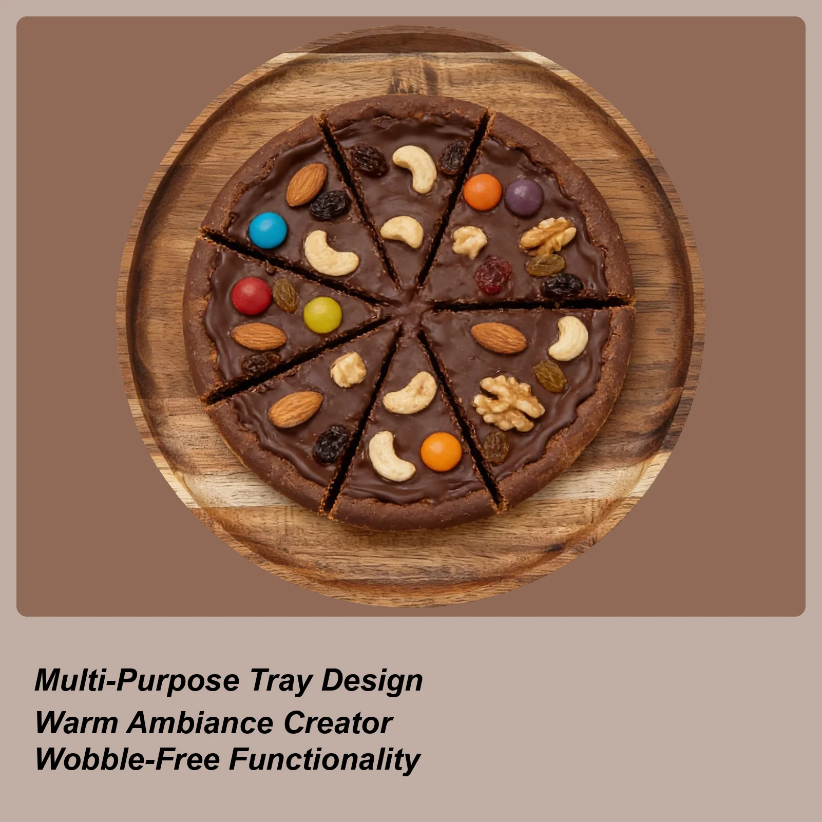 Wooden Tray Round Display Charcuterie Board Round Decorative Tray Serving Platter For Cheese Fruit Bread Snack Home Decor