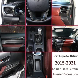 ABS plastic Carbon Fiber Car Center Console Frame Decorative Panel Suitable for Toyota Hilux 2015-2024 LHD Interior Accessories