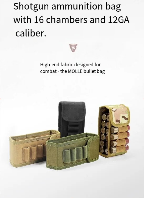

Тактический поясной подсумок Molle для 16 патронов 12GA, держатель для патронов калибра 12/16/20