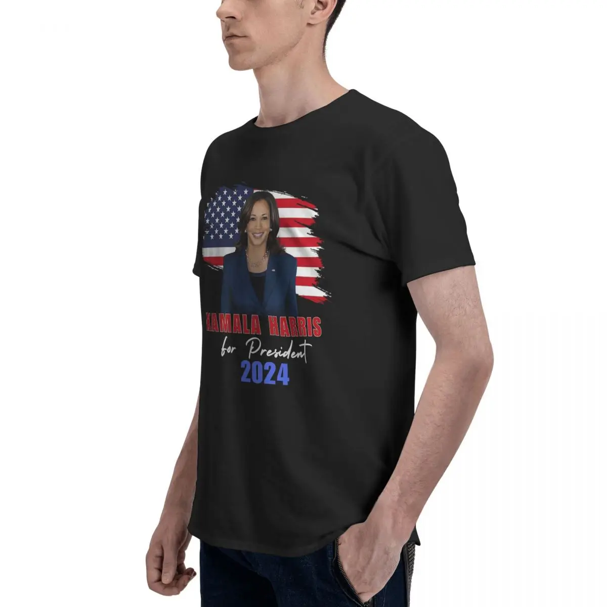 كامالا هاريس للرئيس 2024 تي شيرت للرجال قميص أبيض بحجم ضخم تي شيرت رجالي تي شيرت قصير رقبة مستديرة ملابس الصيف بلايز S-6XL