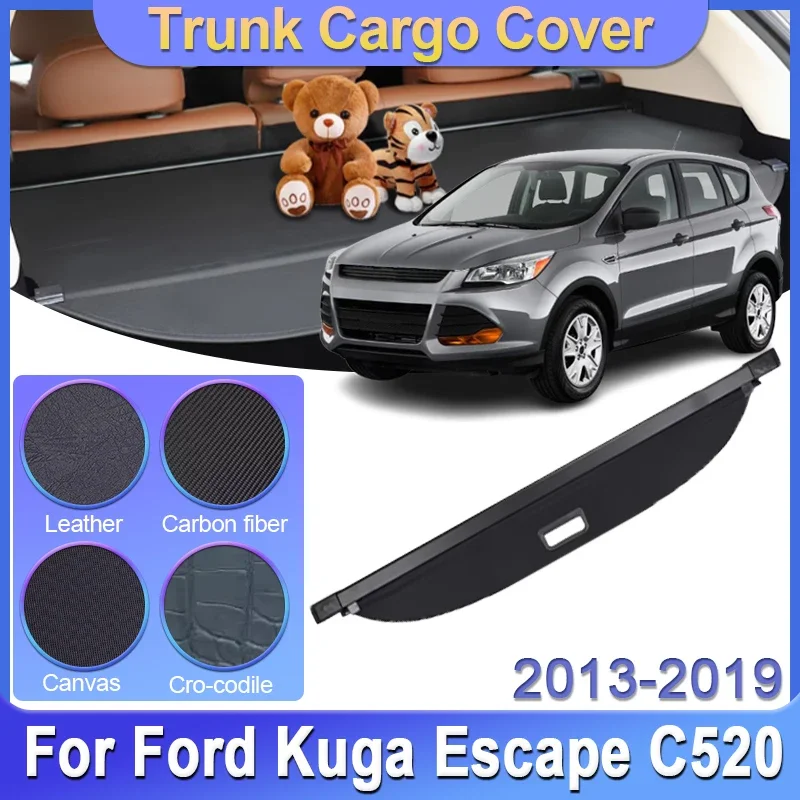 Car Trunk Cargo Cover For Ford Kuga Escape C520 2013 2014 2015 2016 2017 2018 2019 Luxury Luggage Cover Partition Car Accessorie