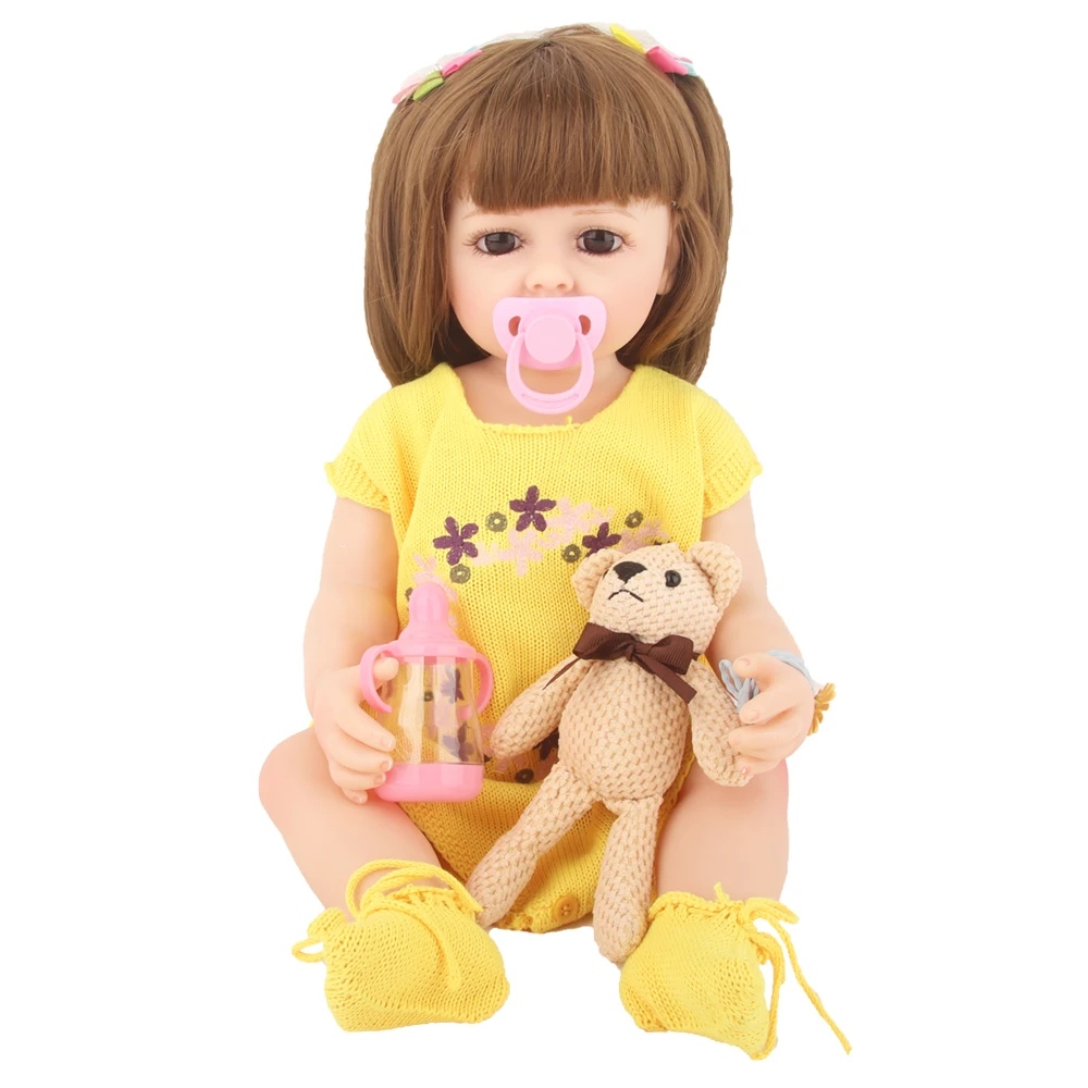 Baby New Born Girl Doll 55 CM 22 Inch Reborn Baby Lifelike Realistic Girl Doll With Clothes Suit Princess Girl's Gift Kid's Toy