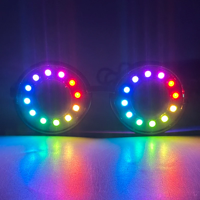 Gafas LED de colores para hombre y mujer, lentes luminosas con Control por Bluetooth, montura redonda decorativa, por la noche, novedad