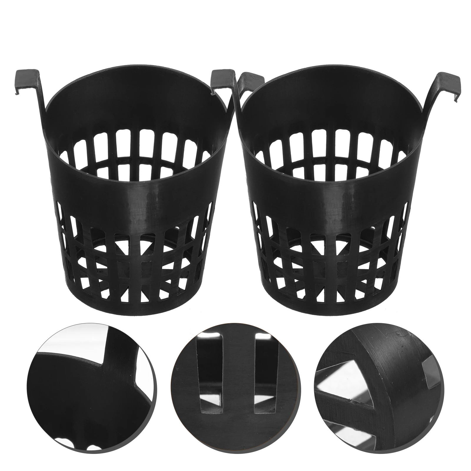 

6pcs Black Hydroponic Planting Baskets Aquatic Net Cups Nursery Pots for Fish Tank Decor Plastic Plant Cups Anti UV