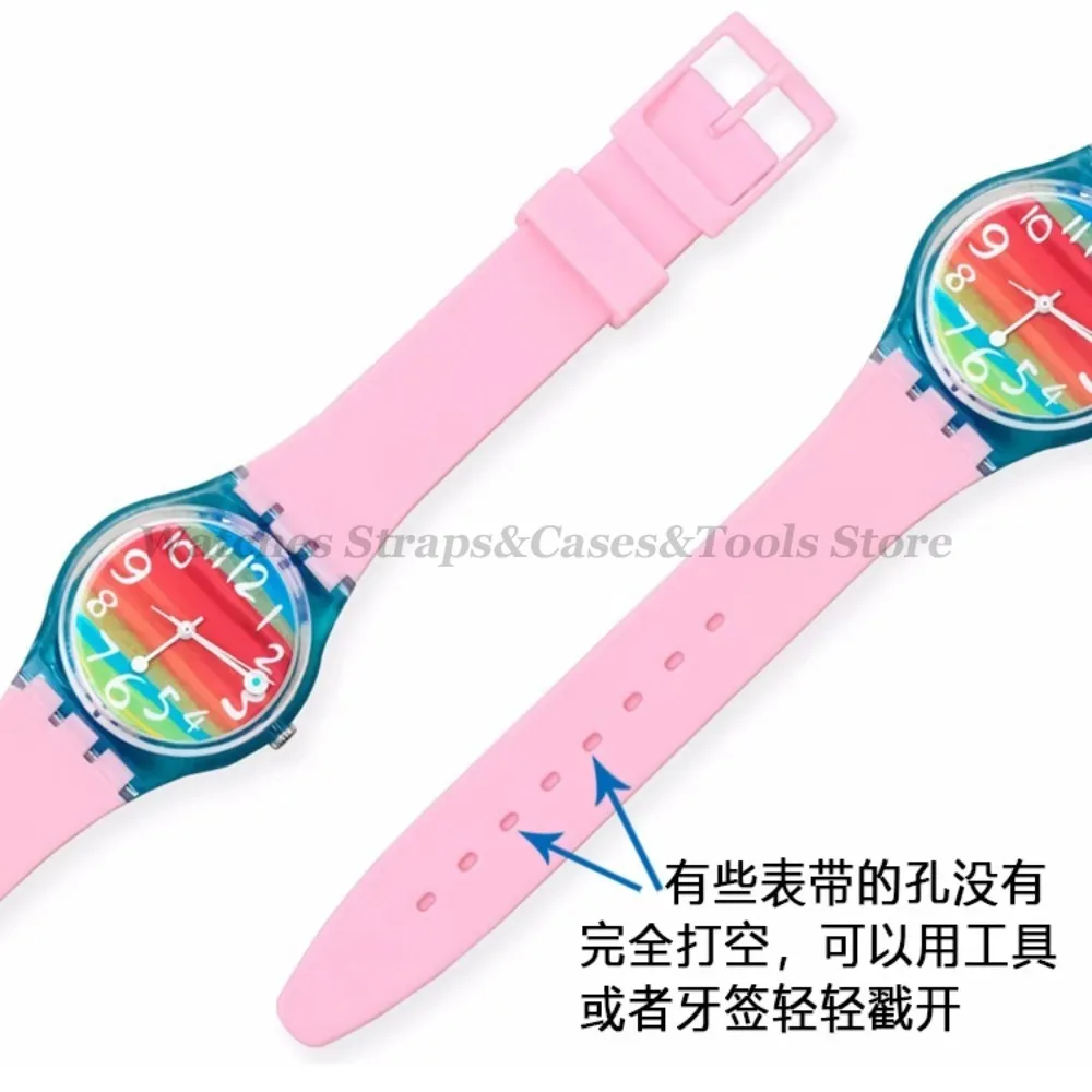 16mm 17mm 19mm 20mm Weiches Silikonarmband für Swatch, Buntes Uhrenarmband, Ersatz-Uhrenzubehör mit Werkzeugen – Detail 6
