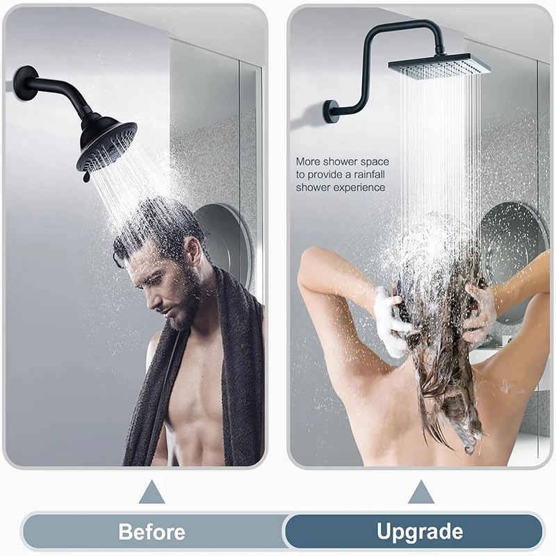 Braço de extensão de cabeça de chuveiro, risers de pescoço de ganso de 13 polegadas instala braço de chuveiro