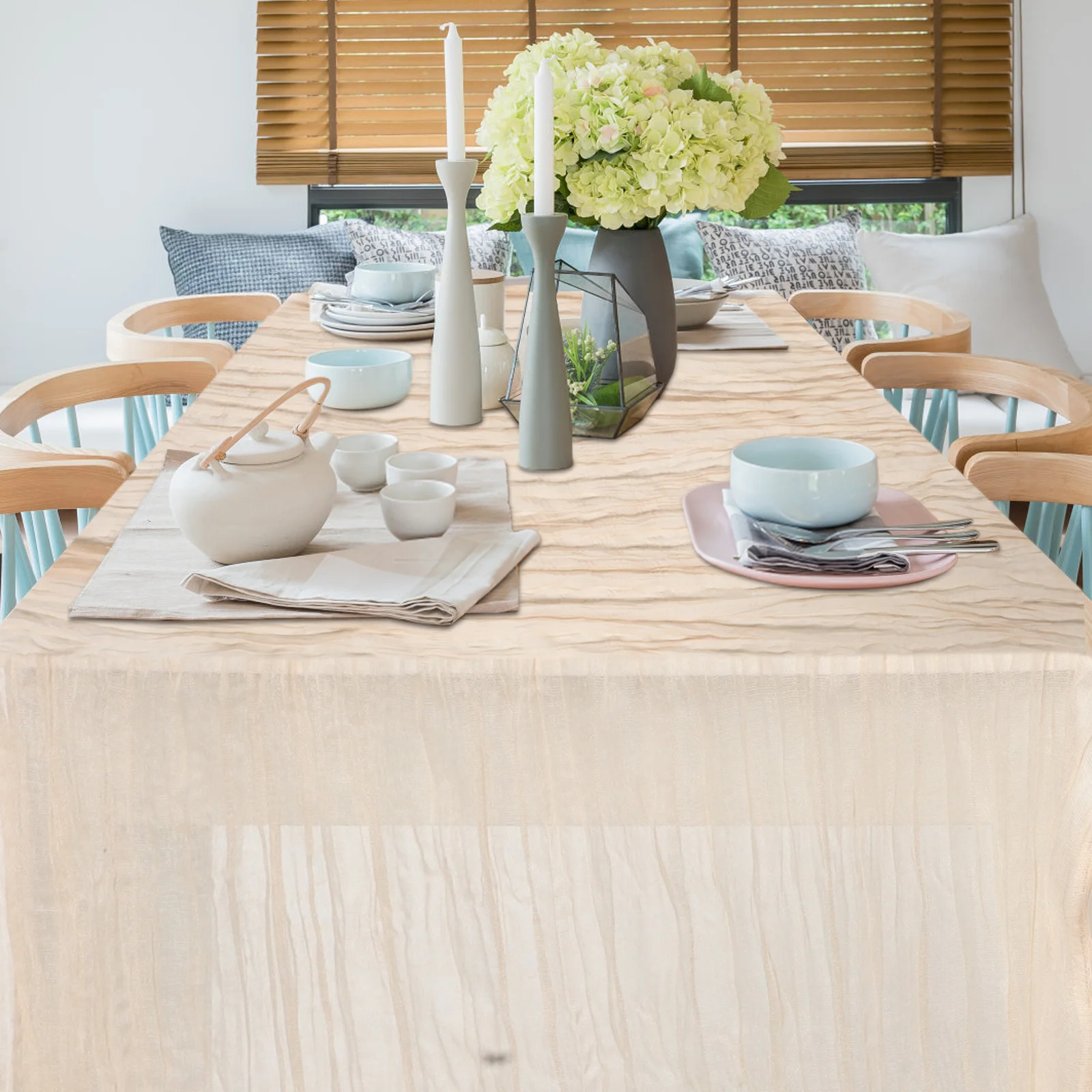 

5Pcs Cheesecloth Table Runner Beige Boho Crinkled Rustic Romantic Wedding Bridal Shower Party Dining Decor Birthday Table Runner