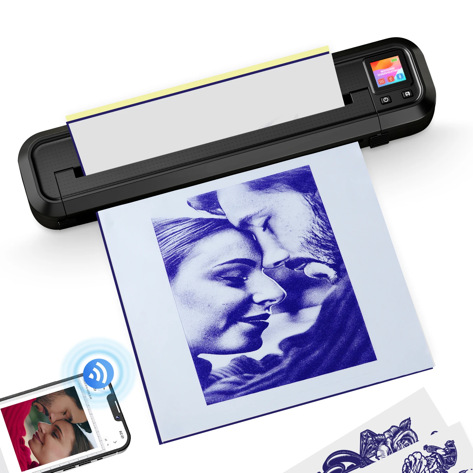 

2025 Upgrade Tattoo Printer with Display Screen Bluetooth Thermal Inkless Tattoo Transfer Machine Compatible with iOS Android PC