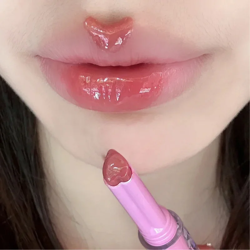 Heart-shaped Jelly Lipstick Mirror Waterproof Non-stick Cup Solid Lip Gloss Clear Makeup Long Lasting Moisturizing Lipstick Pen