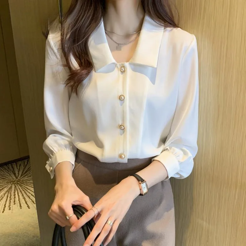 Early Spring New Korean Version Satin Long-sleeved Shirt top Design Cardigan Shirt