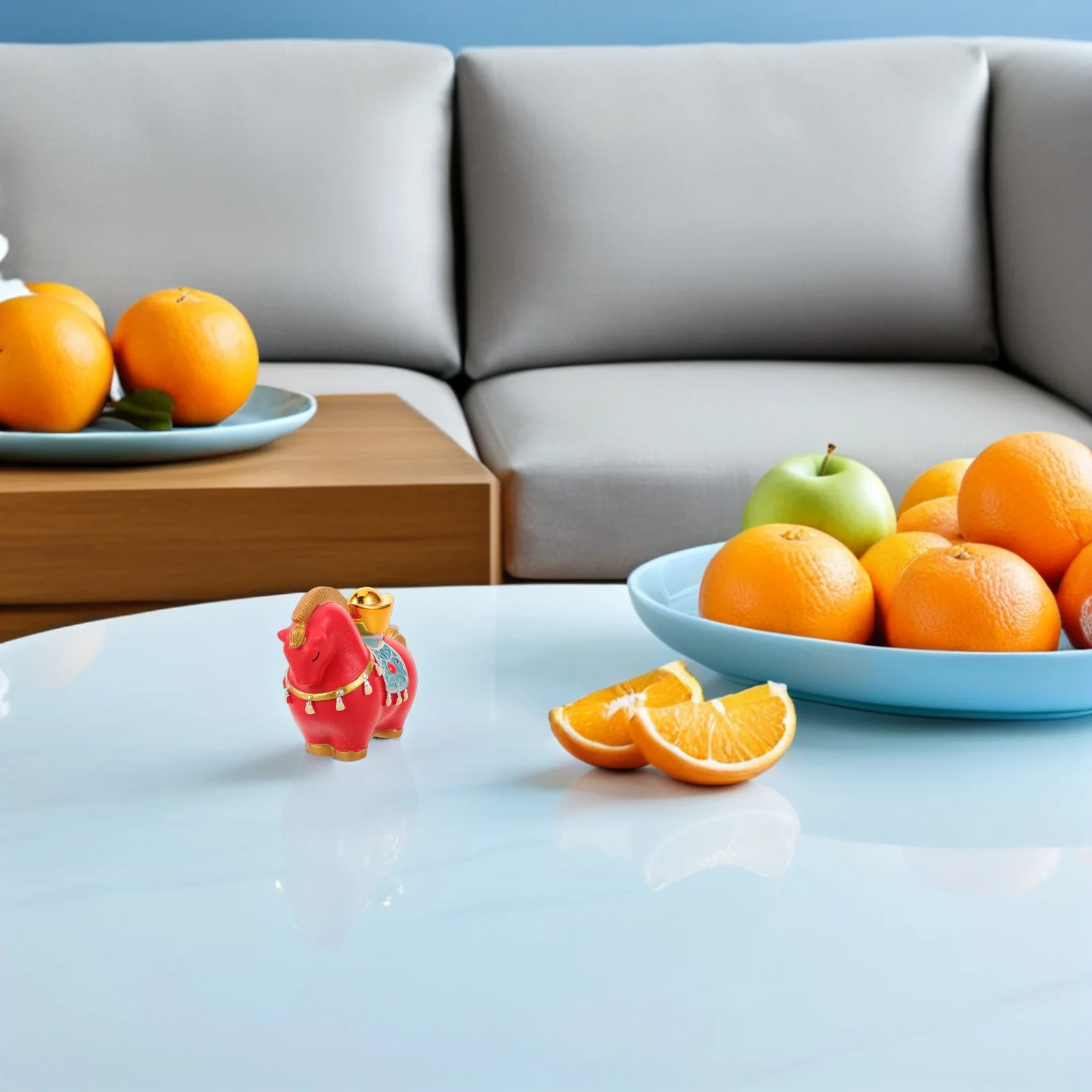 

Chinese Zodiac Horse Resin Sculpture 2026 New Year Mini Desktop Ornament Festive Office Decor Rotating Yuanbao Design