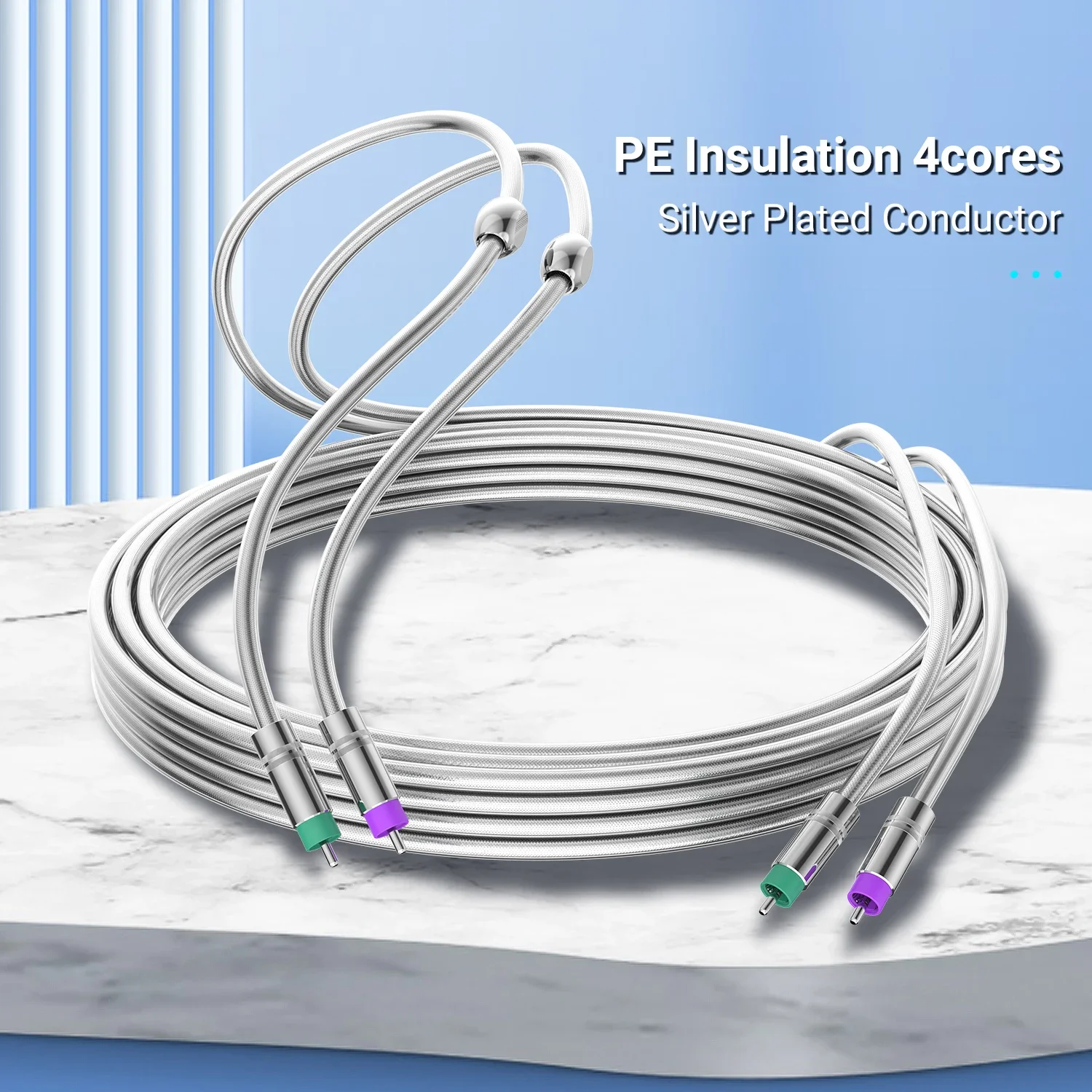 

RCA Cable Audiocrast A26 High Purity OFC Plated Silver with Quad Shielding Noise-free 2XLR Male Cable for Mixer Microphone