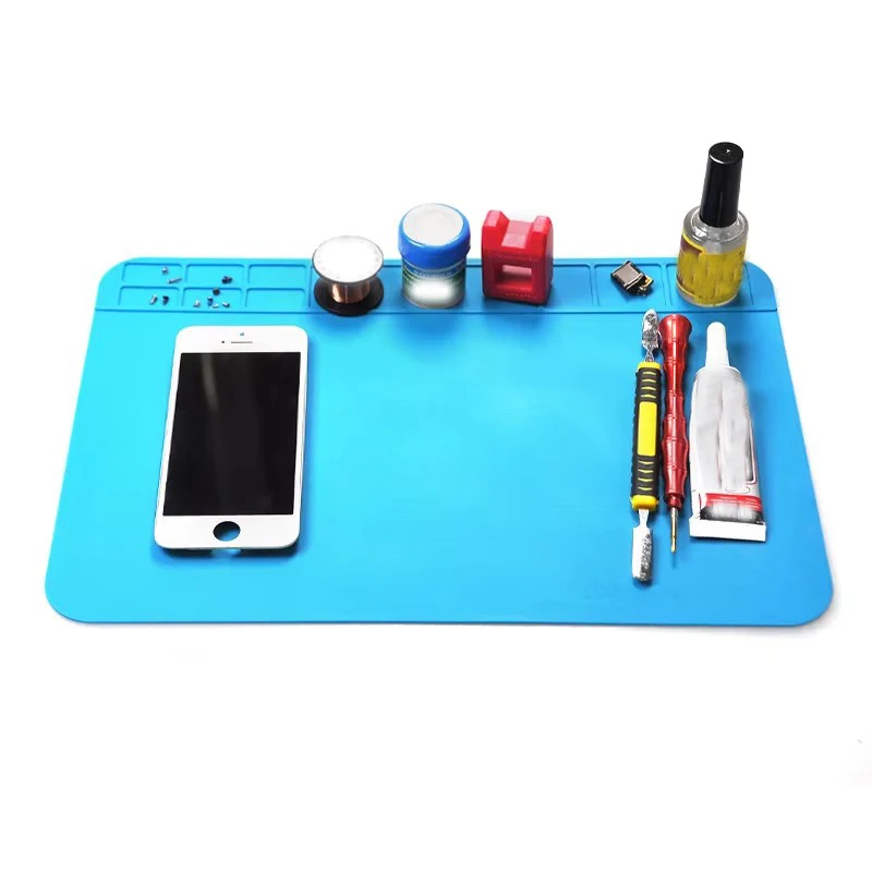 2PCS Soldering Station Mat Silicone Work Mat Heat Resistant Anti-Static Magnetic Mat for Electronic Phone Laptop Watch Repair