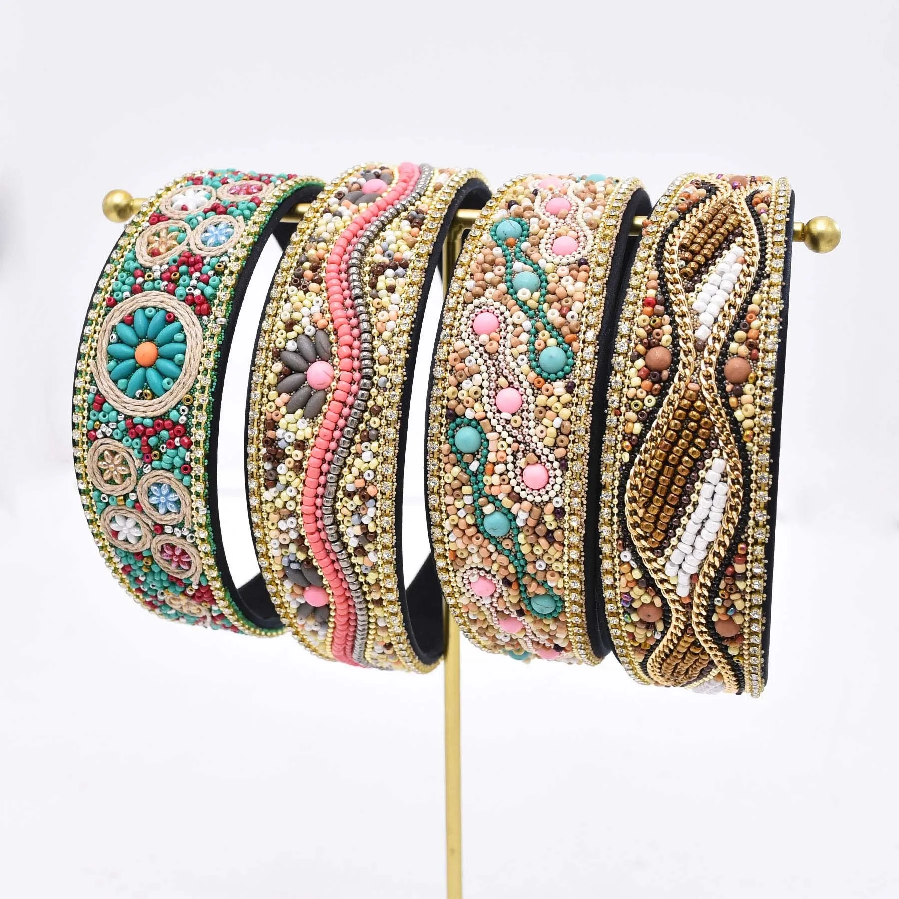 

Bohemian Colorful Rice Beads Turquoise Flower Headband for Women Ethnic Turkey India Arab Handmade Hair Jewelry Accessories